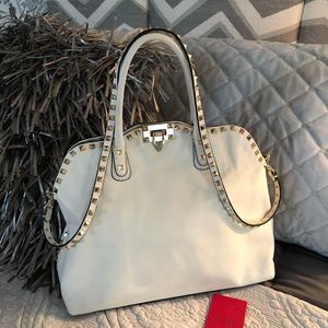 Auth  Valentino Rockstud Dome Handbag Purse Tote